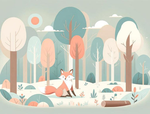 Baby Fox Mural Wallpaper | Multicolored Forest