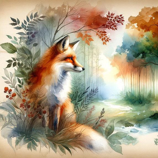 Watercolor Fox Mural Wallpaper | Flowered Forest