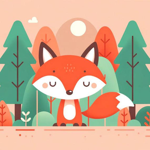Baby Fox Mural Wallpaper | Cartoon with Bright Colors