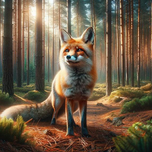 Realistic Fox Mural Wallpaper | Standing in a Dark Forest