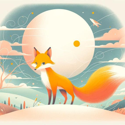 Fox Mural Wallpaper | Cloud and Full Moon