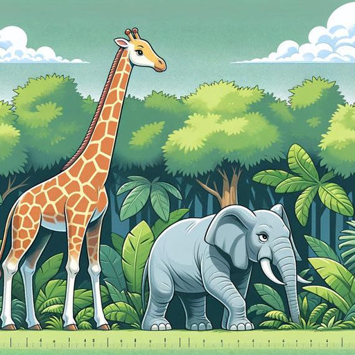 Children's Jungle Mural Wallpaper | Cartoon Giraffe and Elephant