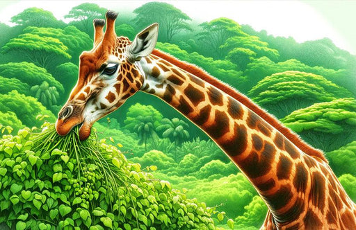 Green Jungle Mural Wallpaper | Majestic Giraffe Feasting