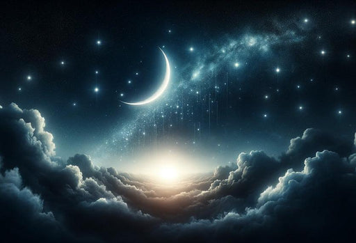 Star Mural Wallpaper | Crescent Moon with Shooting Star