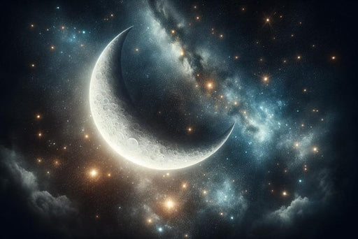 Star Mural Wallpaper | Moon Crescent and Galaxy