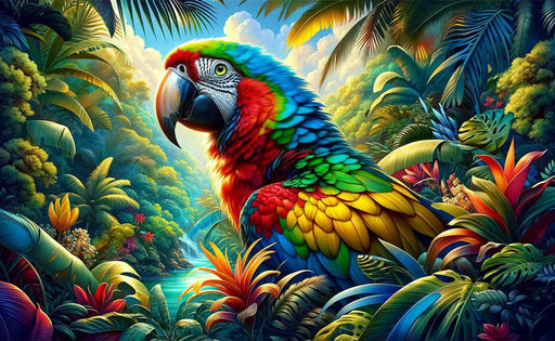 Colorful Parrot Mural Wallpaper | Multicolored Jungle