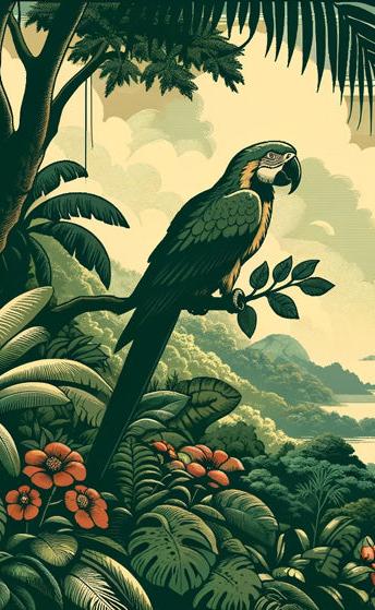 Parrot Mural Wallpaper | Mountain and Jungle