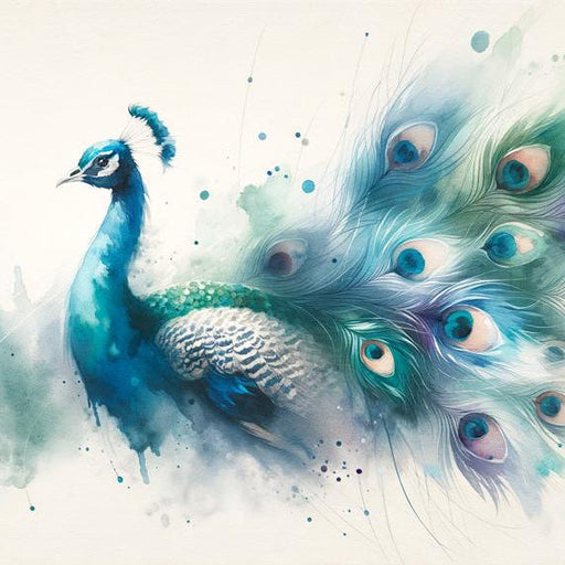 Watercolor peacock Mural Wallpaper | Colorful peacock feathers