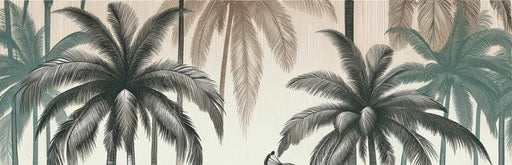 Peacock Mural Wallpaper | Palm Forest in Neutral Tones