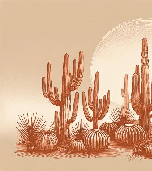 Cactus Mural Wallpaper | Terracotta Sunset