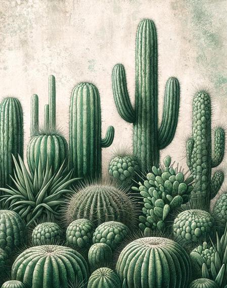 Green cactus Mural Wallpaper | Distressed and vintage background
