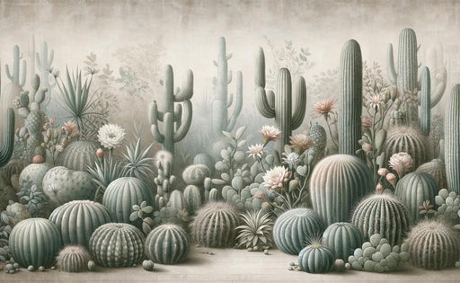 Cactus Mural Wallpaper | Vintage with Different Varieties