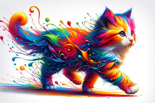 Kitten Mural Wallpaper | Colorful Paint Explosion