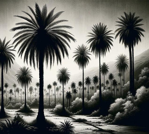 Black and White Jungle Mural Wallpaper | Vintage and Dark Palm Trees