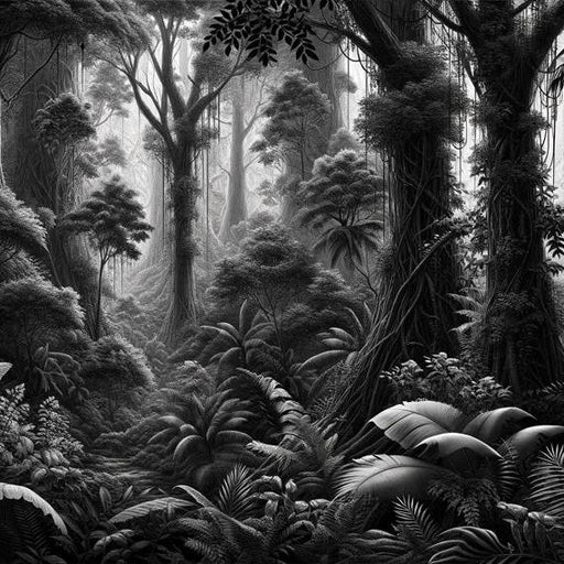 Black and White Jungle Mural Wallpaper | Massive Vegetation