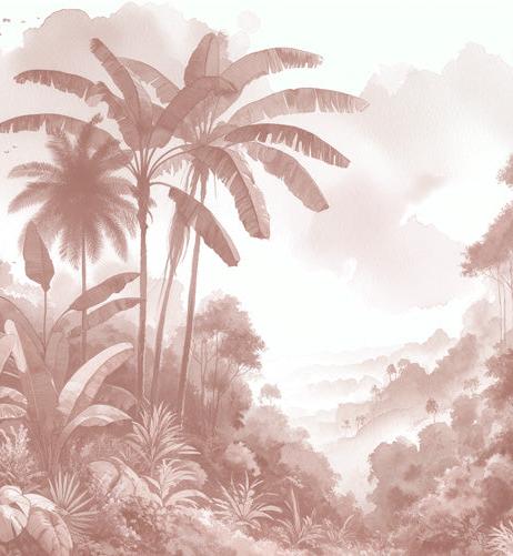 Jungle Terracotta Rose Mural Wallpaper | Terracotta Watercolor of a Massive Jungle