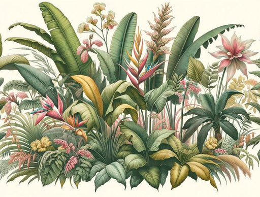 Tropical Jungle Mural Wallpaper | Colorful Floral Composition