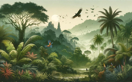 Tropical Jungle Mural Wallpaper | Foliage and Birds