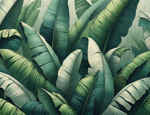 Tropical Jungle Mural Wallpaper | Green Banana Leaves