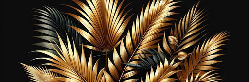Black and Gold Mural Wallpaper | Palm Leaf