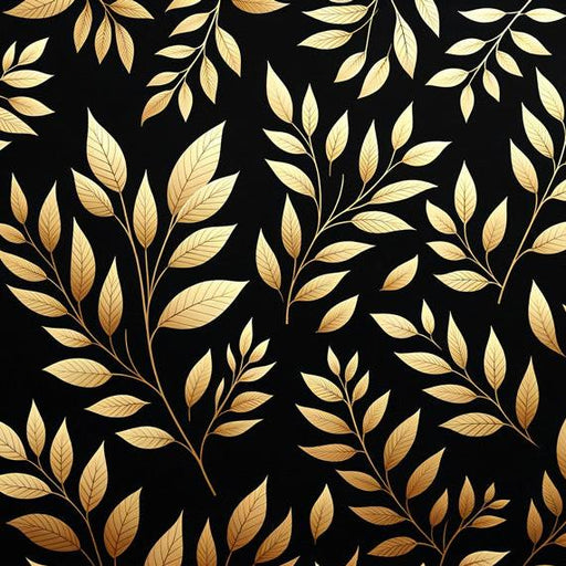 Black and Gold Mural Wallpaper | Golden Leaves