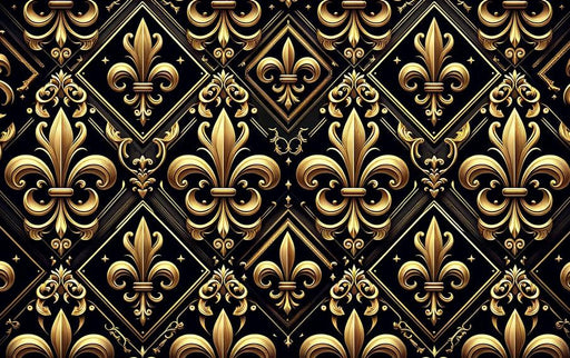 Black and Gold Mural Wallpaper | Fleur de Lis