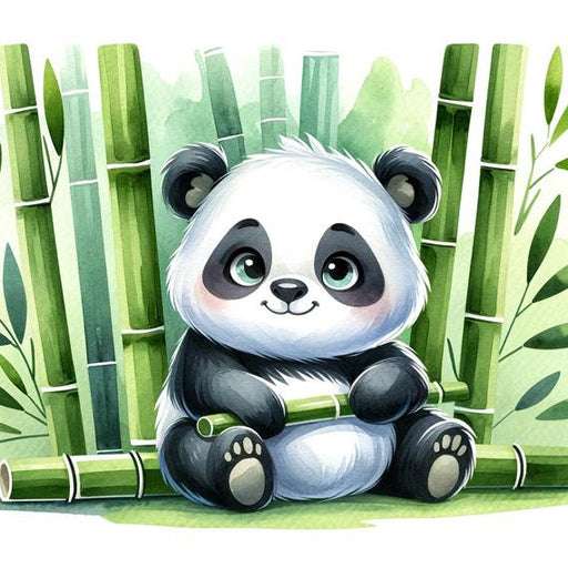 Panda Mural Wallpaper | Cute Watercolor of a Baby Panda