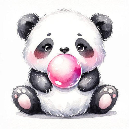 Mural Wallpaper panda | Baby panda with chewing gum