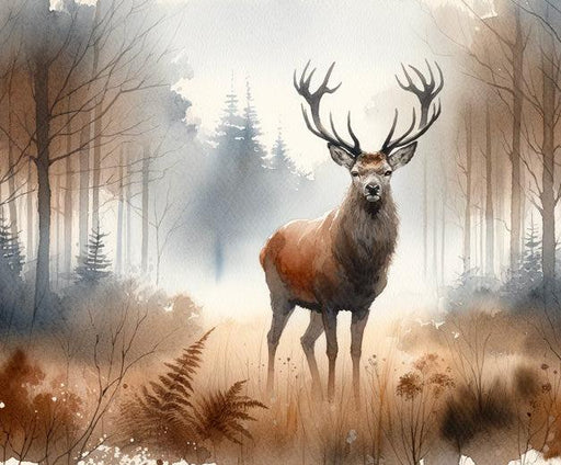 Deer Mural Wallpaper | Watercolor Large Front-Facing Deer