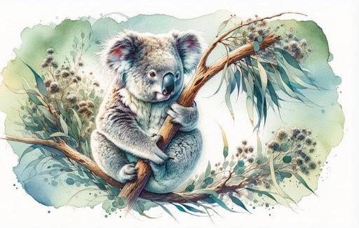 Koala Mural Wallpaper | Green Nature Watercolor