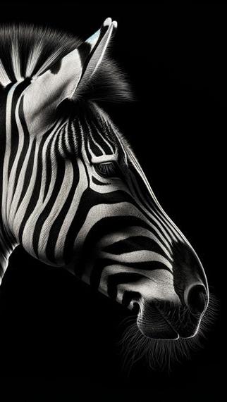 Zebra Mural Wallpaper | Profile on Black Background