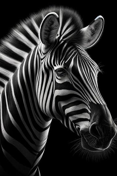 Zebra Mural Wallpaper | On Black Background Design