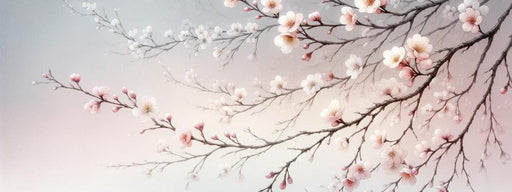 Sakura Mural Wallpaper | Japanese Tree with Pink Flowers and Gradient Background