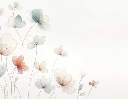 Pastel Floral Mural Wallpaper | Minimalist and Soft Watercolor