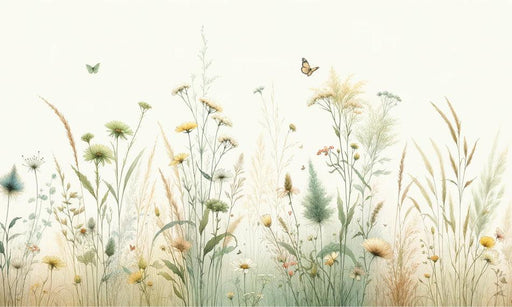 Pastel Floral Mural Wallpaper | Neutral-Toned Flower Field
