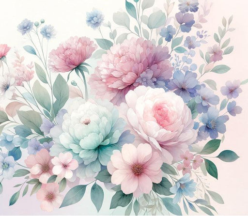 Pastel Floral Mural Wallpaper | Pink, Green, and Purple Flowers
