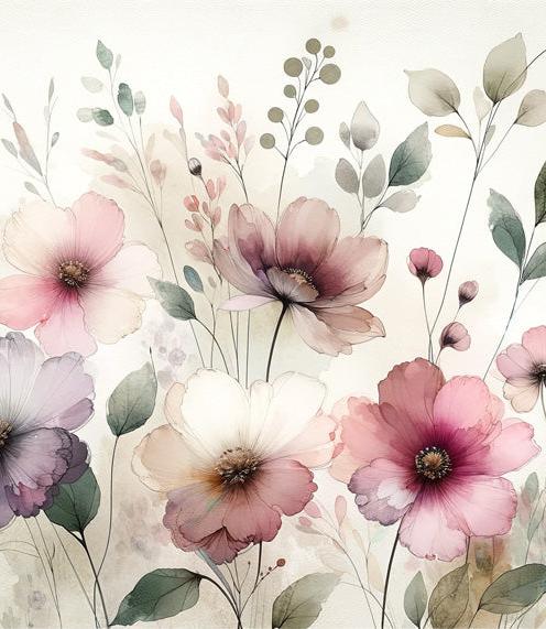 Pastel Floral Mural Wallpaper | Vintage with Purple and Pink Flowers