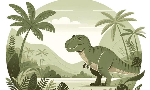 Dinosaur Mural Wallpaper | Illustration of a T-Rex in a Green Jungle