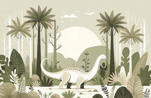 Dinosaur Mural Wallpaper | Verdant Jungle and Diplodocus