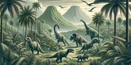 Dinosaur Mural Wallpaper | Realistic Greenish Landscape