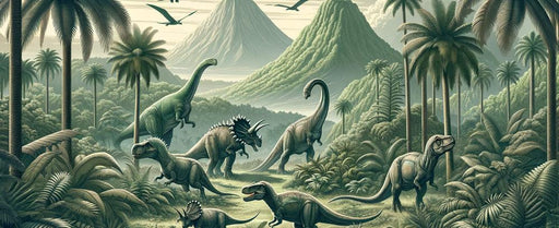 Dinosaur Mural Wallpaper | Realistic Greenish Landscape