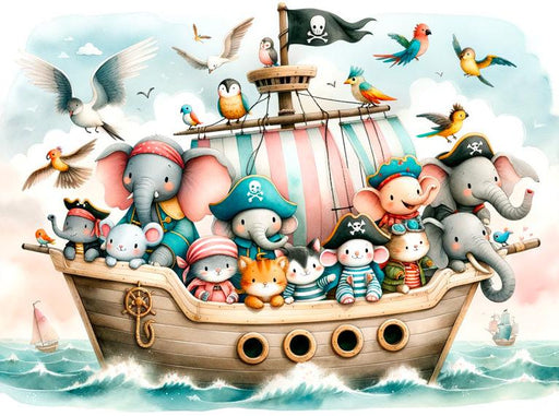 Pirate Mural Wallpaper | Cute Noah's Ark