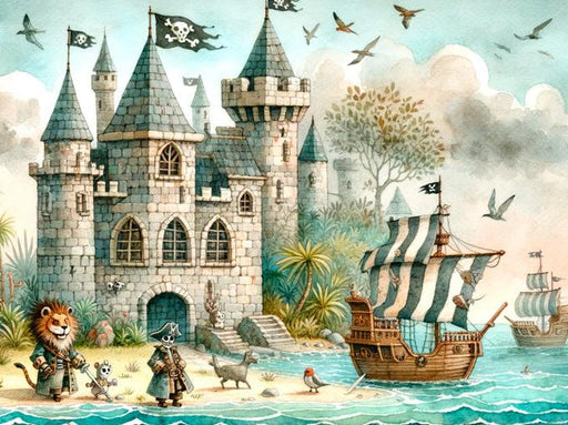 Pirate Mural Wallpaper | Pirate Castle for Kids