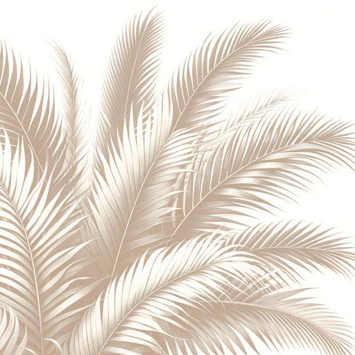 Beige Foliage Mural Wallpaper | Palm Leaf Bouquet