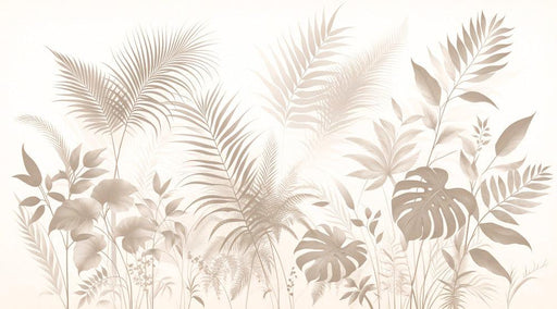 Beige Foliage Mural Wallpaper | Vintage Design of Various Foliage
