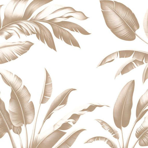 Beige Foliage Mural Wallpaper | Random Banana Leaf