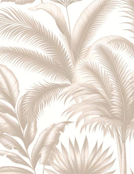 Beige Foliage Mural Wallpaper | Vintage Style Palm Leaves Light Background