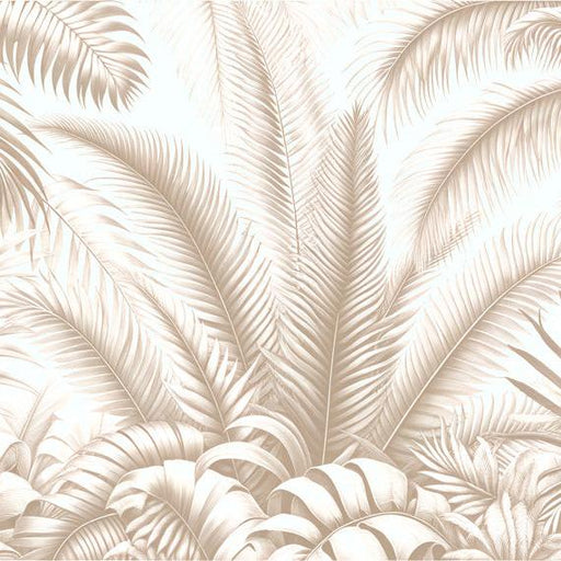 Beige Foliage Mural Wallpaper | Palm Leaf Jungle Pattern