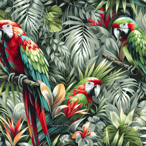 Parrot Mural Wallpaper | Three Parrots Lost in the Tropics