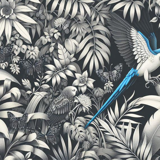 Parrot Mural Wallpaper | Vintage with Blue Parrot Back